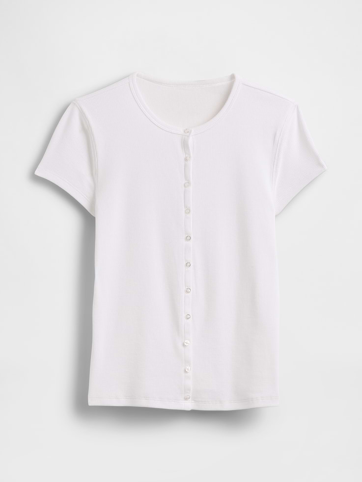 Image number 4 showing, Modern Rib Button-Front Crew T-Shirt
