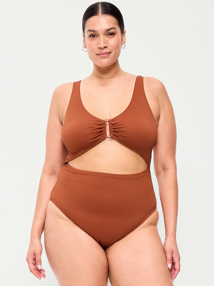 Image number 7 showing, Textured One-Piece Cut-Out Swimsuit