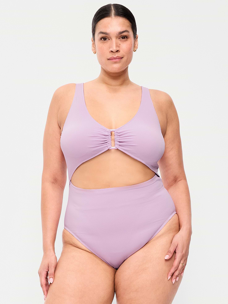 Image number 7 showing, Textured One-Piece Cut-Out Swimsuit