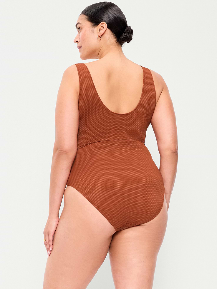 Image number 8 showing, Textured One-Piece Cut-Out Swimsuit