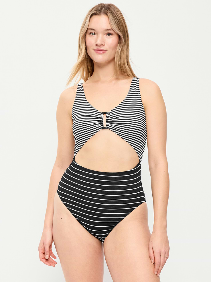 L'image numéro 5 présente Maillot de bain une-pièce texturé à découpe