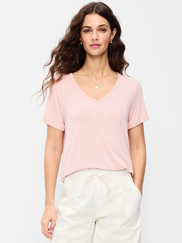 T-shirt luxueux à col en V