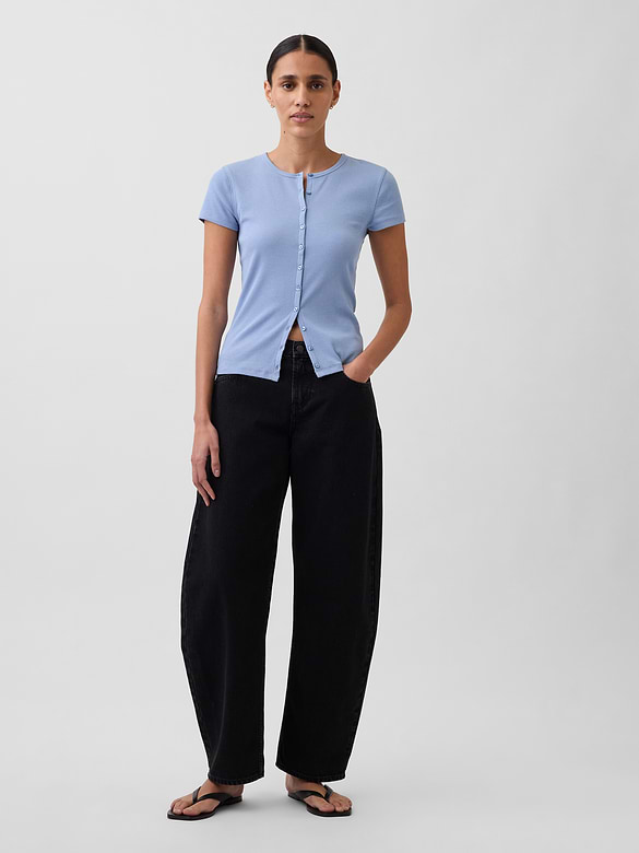Modern Rib Button-Front Crew T-Shirt