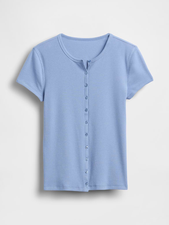 Modern Rib Button-Front Crew T-Shirt