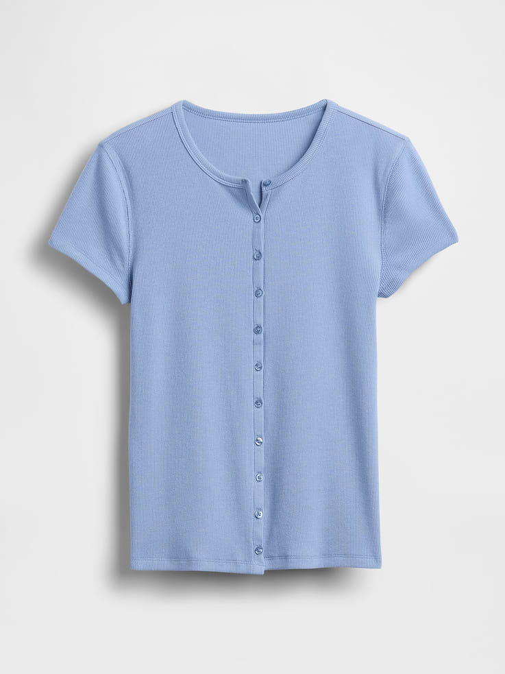 Image number 5 showing, Modern Rib Button-Front Crew T-Shirt