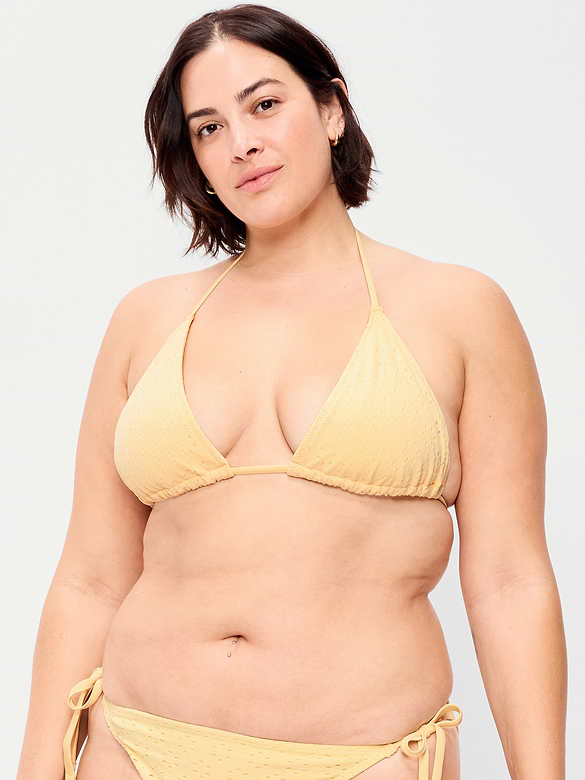 Eyelet Triangle String Bikini Swim Top