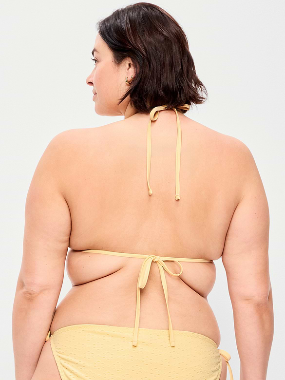 Eyelet Triangle String Bikini Swim Top