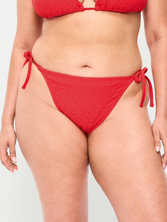 Eyelet String Bikini Swim Bottoms