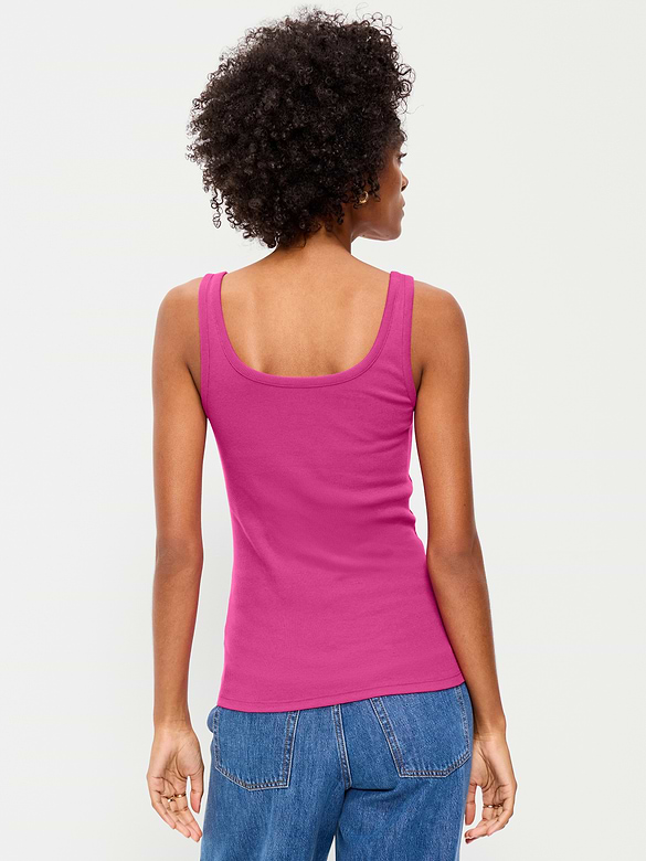 First-Layer Ribbed Scoop-Neck Tank Top