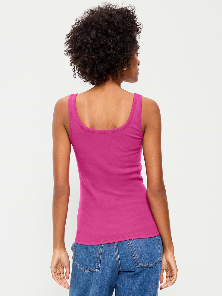 Image number 2 showing, First-Layer Ribbed Scoop-Neck Tank Top