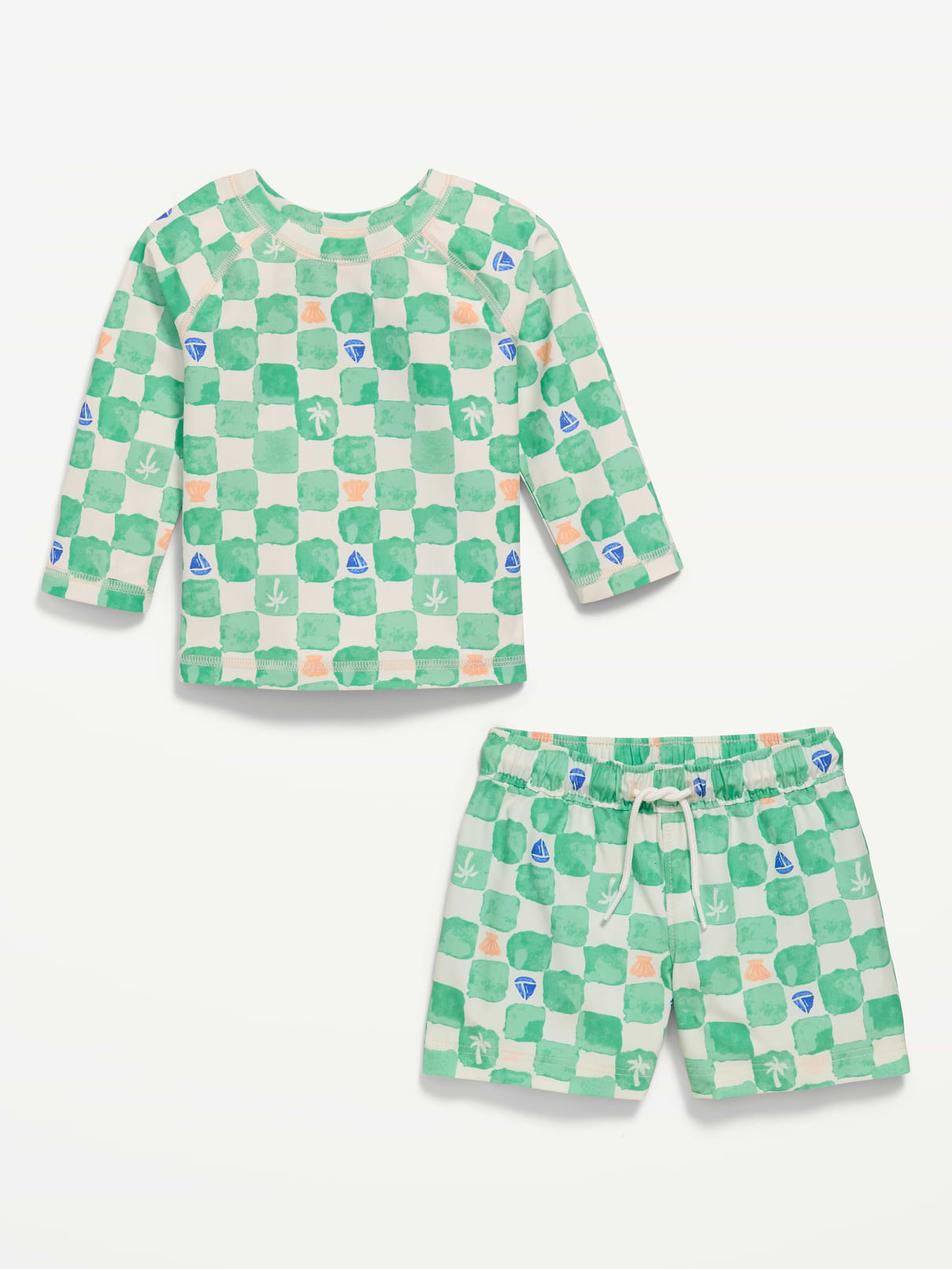 Image number 2 showing, Long-Sleeve Rashguard Swim Top and Trunks Set for Baby