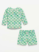 Image number 2 showing, Long-Sleeve Rashguard Swim Top and Trunks Set for Baby