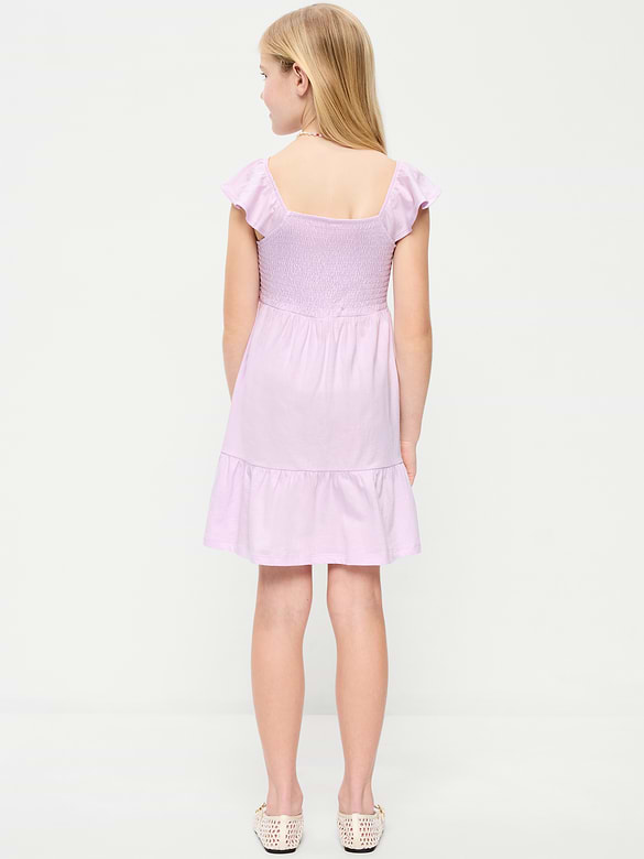 Robe à smocks ajustée et évasée pour fille
