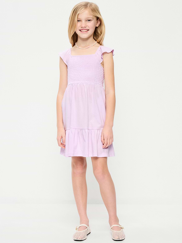 Robe à smocks ajustée et évasée pour fille