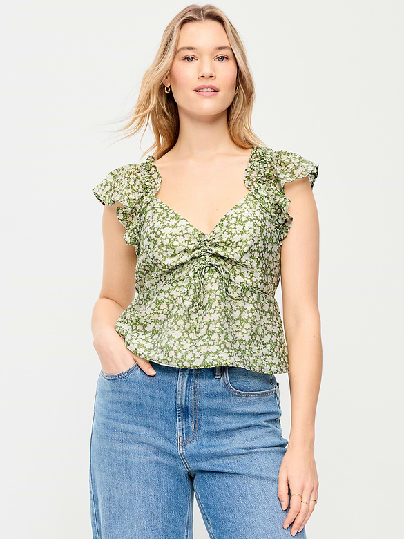 Flutter-Sleeve Fit & Flare Top