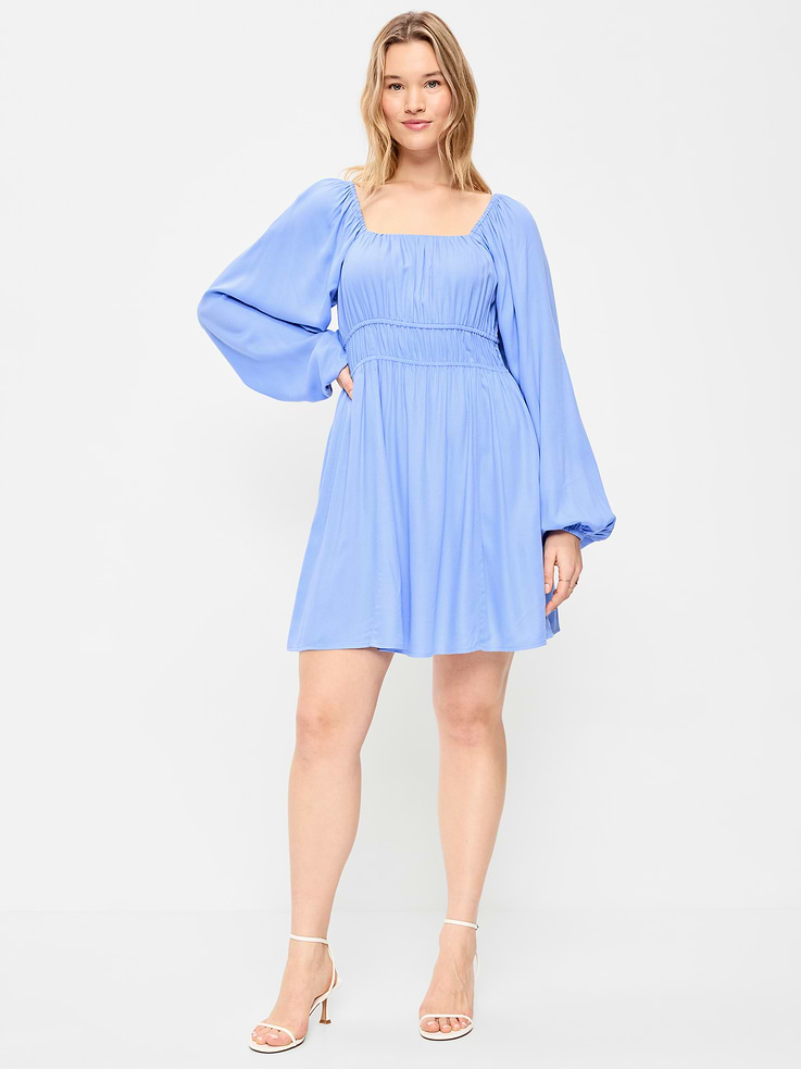 Image number 6 showing, Long-Sleeve Square-Neck Mini Dress