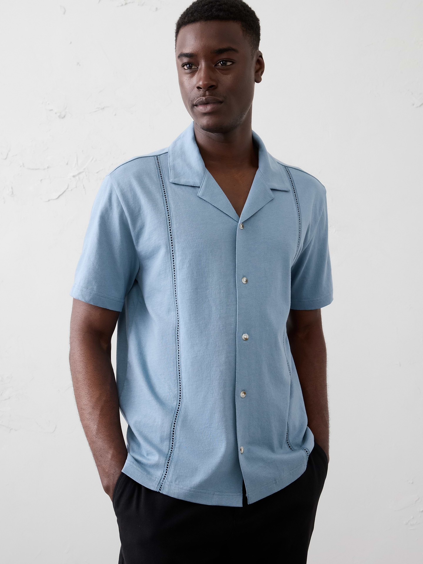 Image number 1 showing, Standard-Fit Knit Resort Shirt