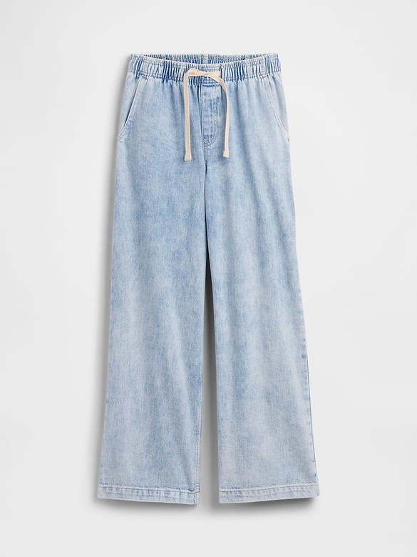 High Rise Pull-On Wide-Leg Jeans