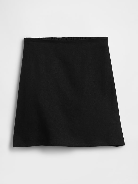 Linen-Blend Pull-On Mini Skirt