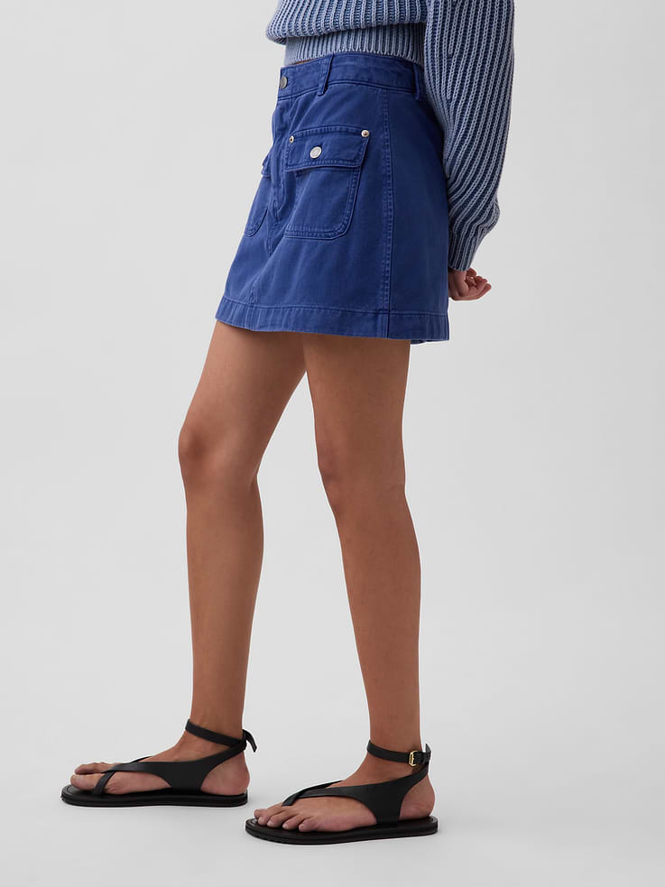 Image 3 of 6, Mid Rise Cargo Mini Skort