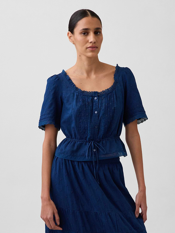 Lace-Trim Peplum Top