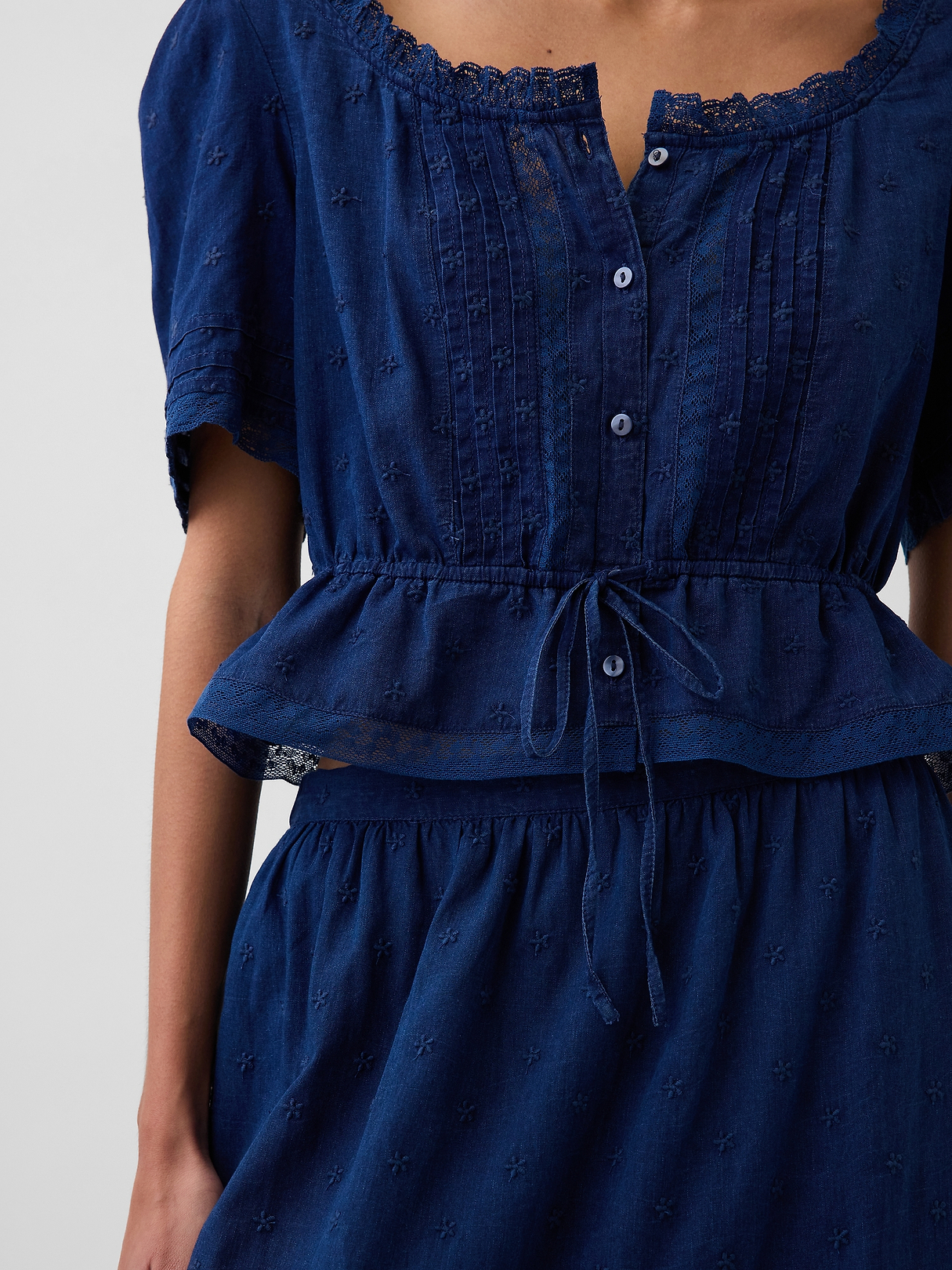 Lace-Trim Peplum Top | Gap