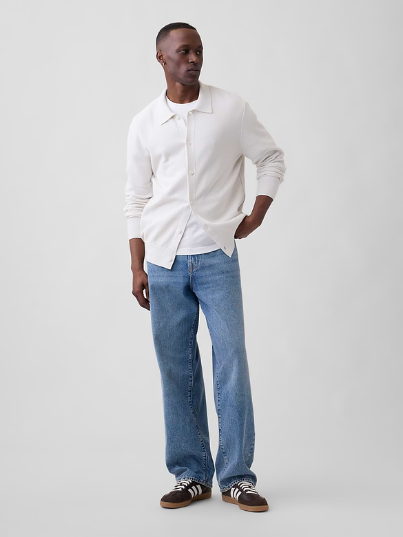 Textured Button-Up Sweater