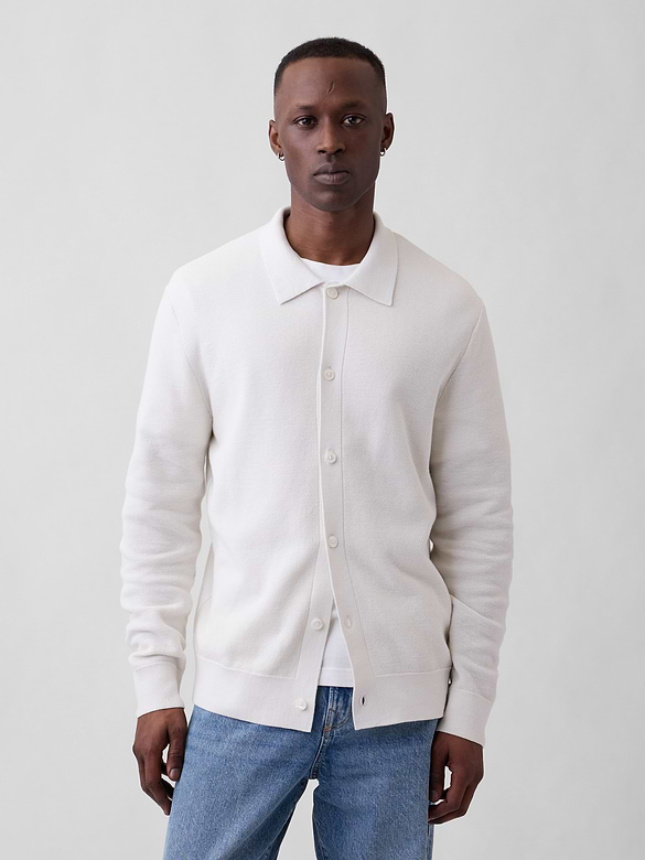 Textured Button-Up Sweater