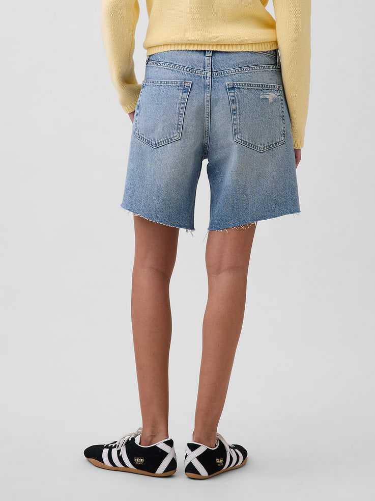 Image number 4 showing, 8" Mid Rise Loose Denim Bermuda Shorts