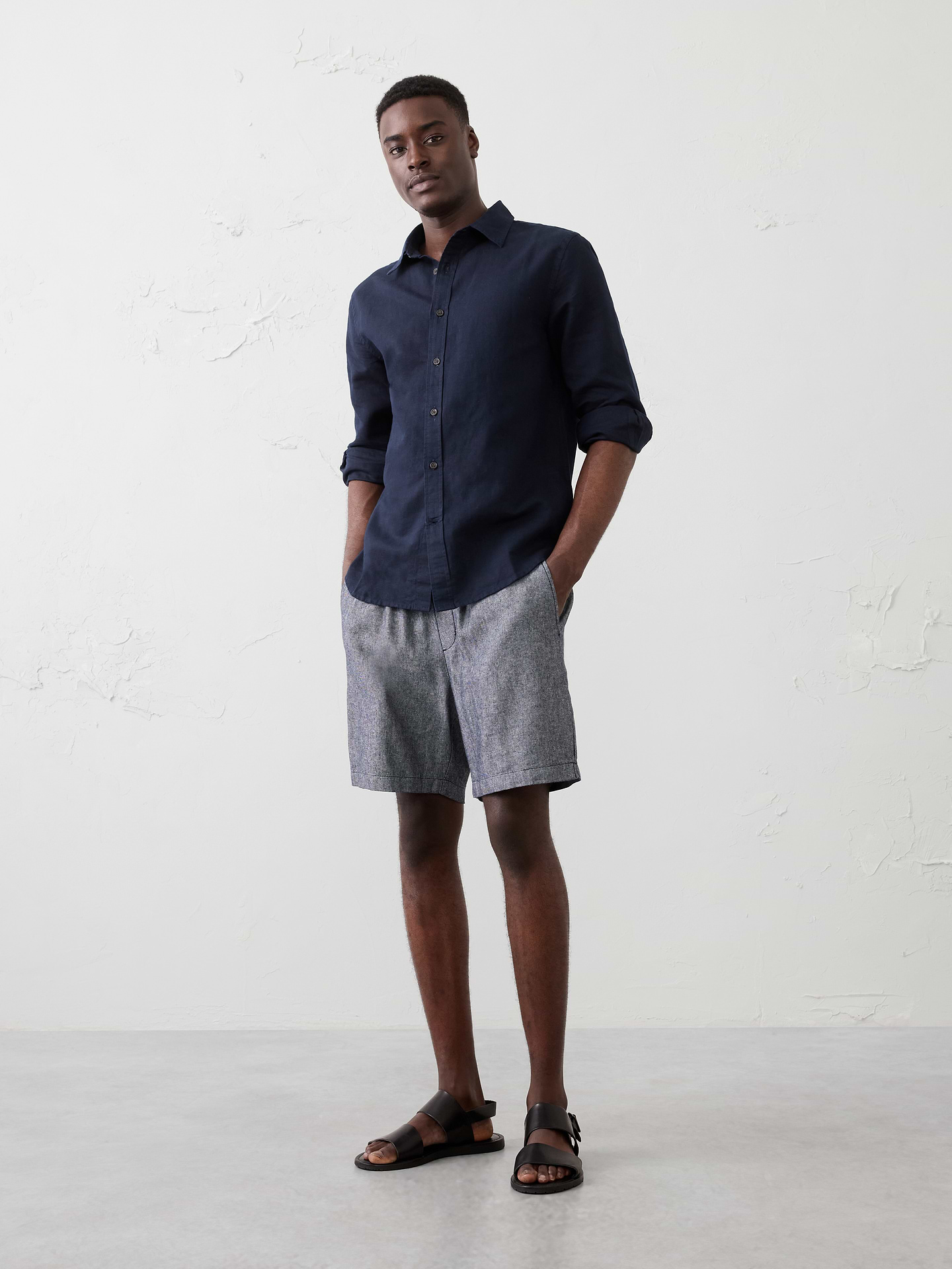 Image number 1 showing, Slim-Fit Linen-Blend Shirt