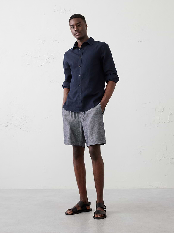 Slim-Fit Linen-Blend Shirt