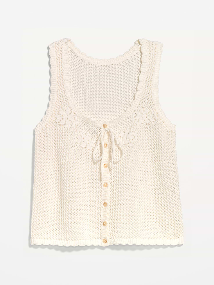 Image number 4 showing, Sleeveless Seaside Cotton Crochet Tank Top