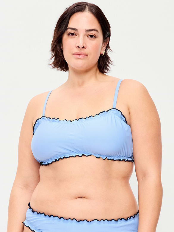 Scoop-Neck Ruffle Swim Top