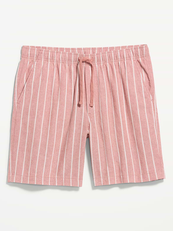 Short de jogging en mélange de lin, entrejambe de 18 cm