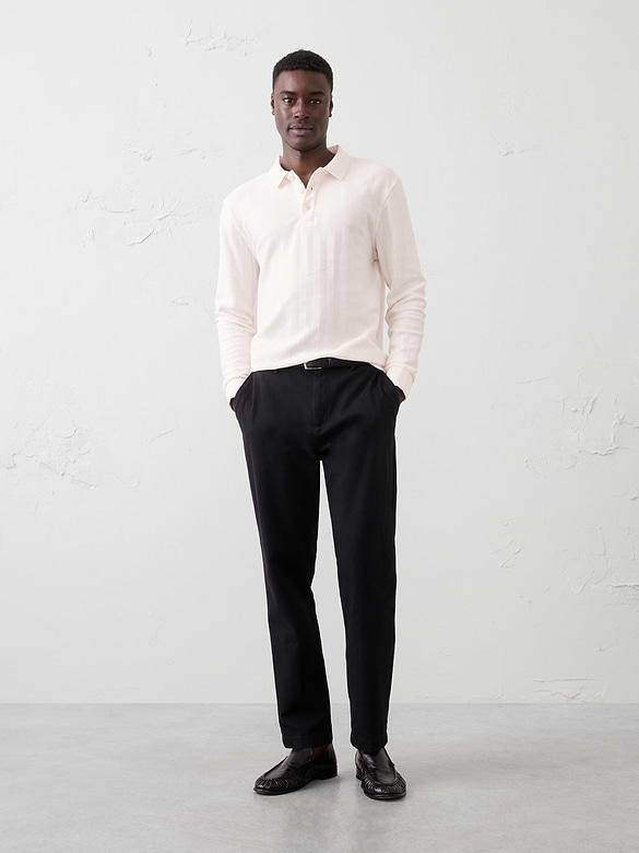 Washed Herringbone Sweater Polo