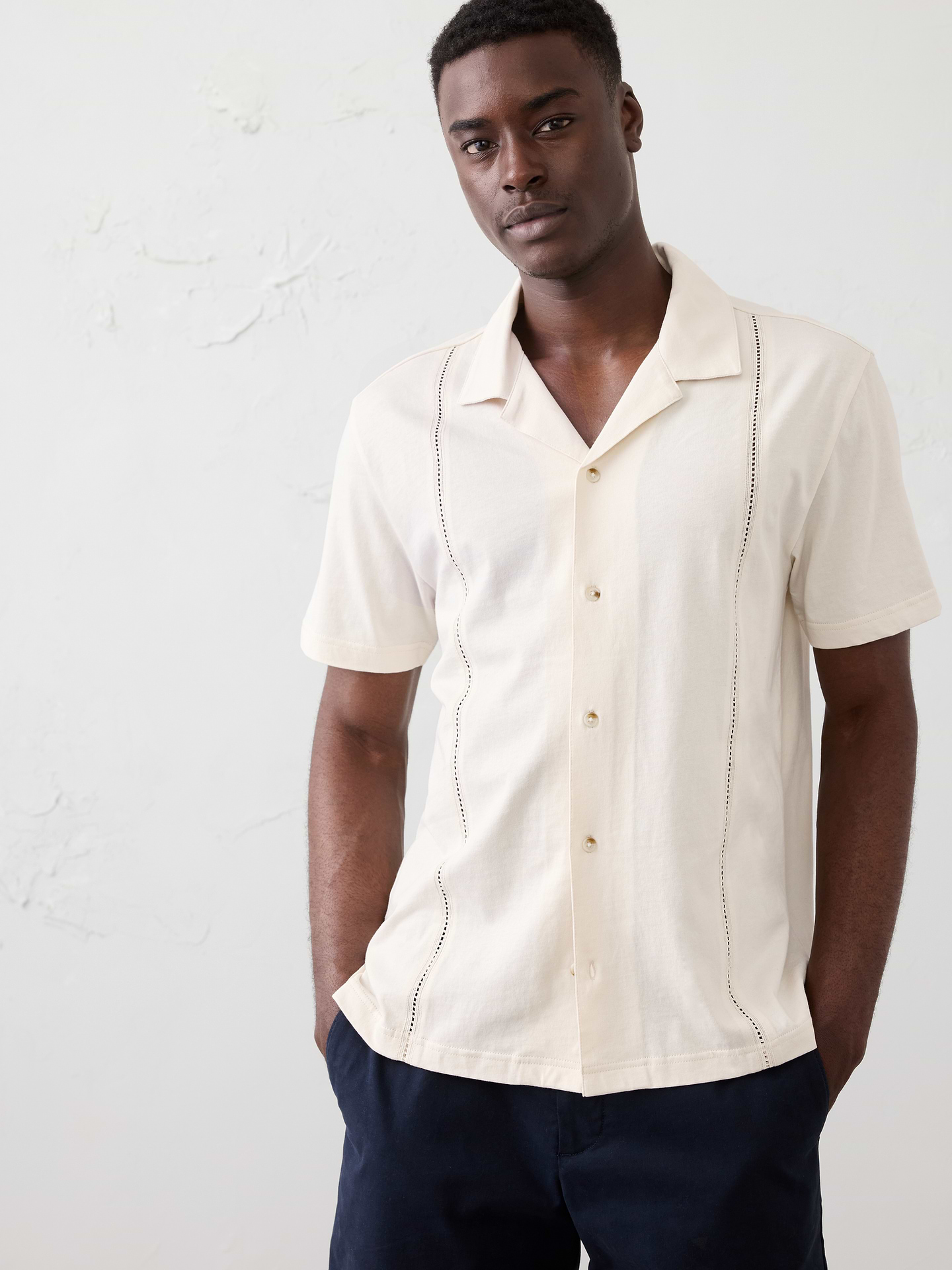 Image number 1 showing, Standard-Fit Knit Resort Shirt