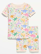 Image 1 of 2, rib-knit crew neck, short sleeves, matching pajama shorts, elasticized waist, rib-knit cuffs, all-over print, Product #862196