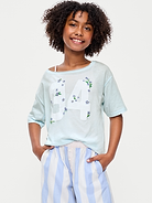 Image number 1 showing, Off-Shoulder Graphic T-Shirt for Girls
