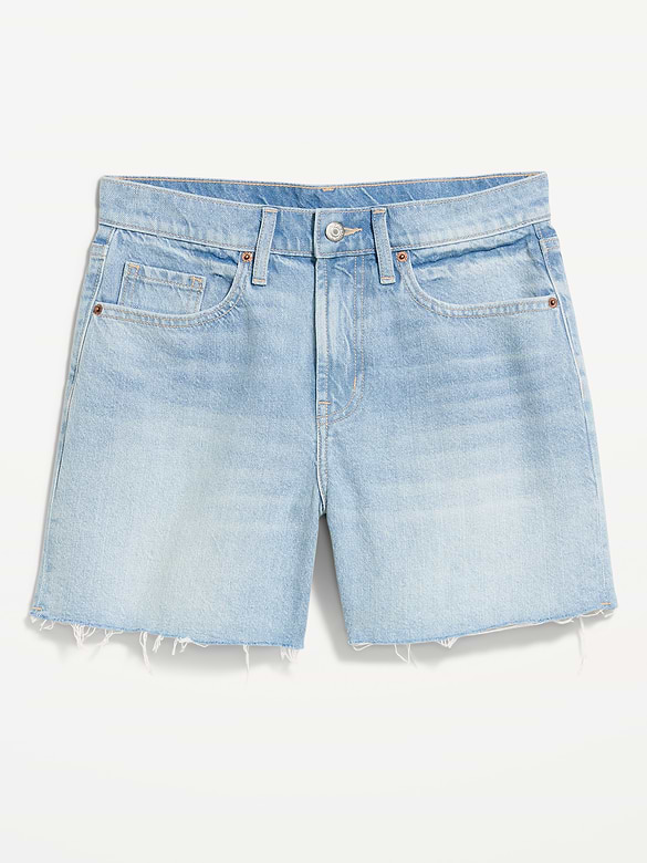 High-Waisted Baggy Jean Shorts -- 5-inch inseam