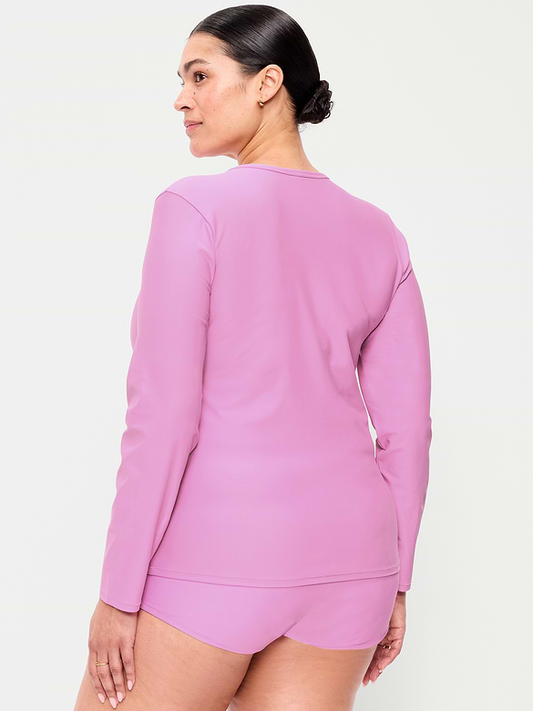 Long-Sleeve Matte Rashguard Swim Top