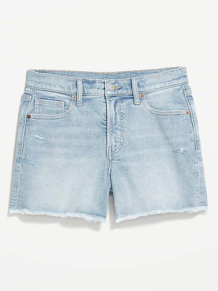 Image number 5 showing, Curvy High-Waisted OG Jean Cut-Off Shorts -- 4-inch inseam