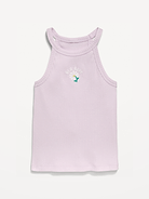 Image number 1 showing, Fitted Ribbed Logo-Graphic Halter Tank Top for Toddler Girls