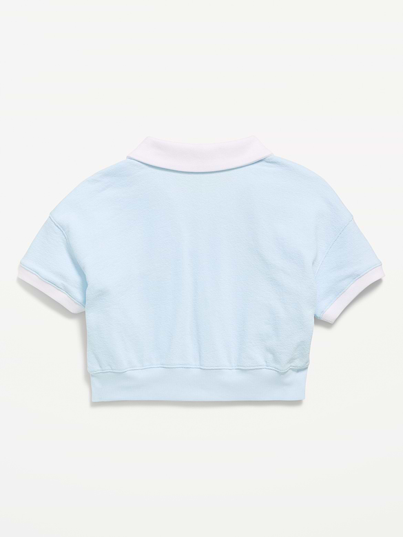 Polo rétro court en jersey bouclette à manches courtes pour fille