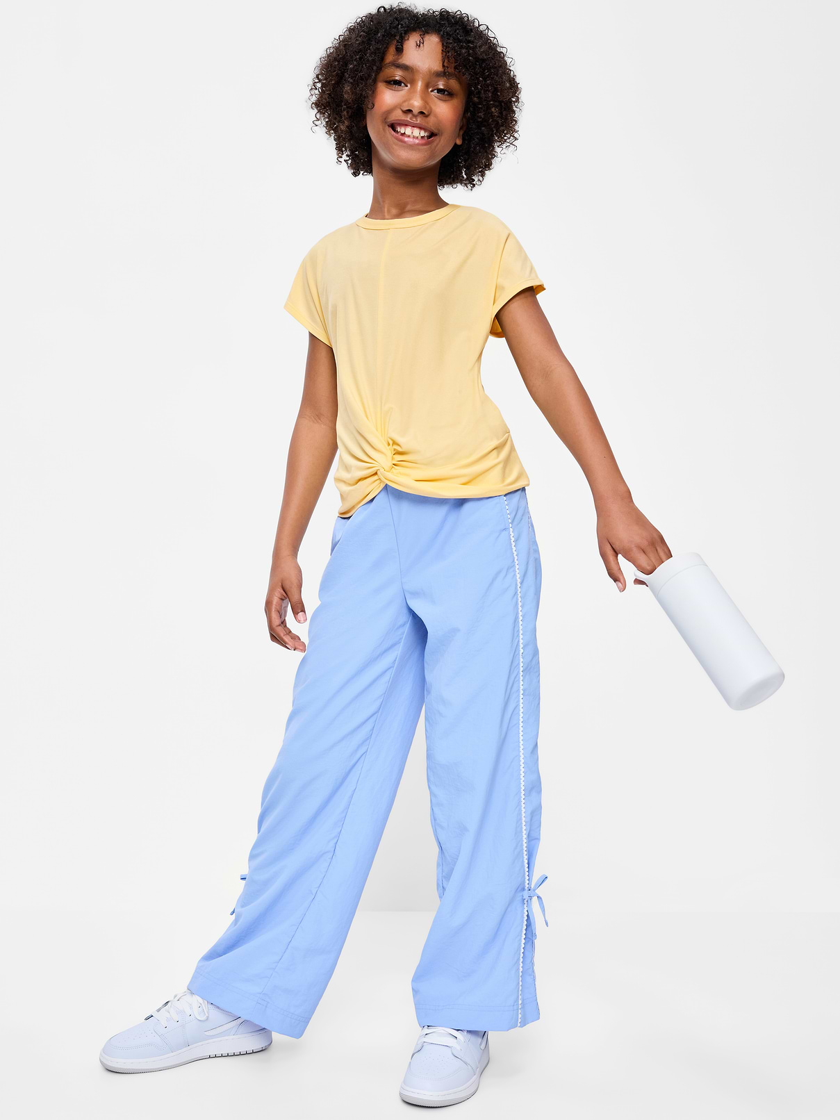 Image number 1 showing, CloudMotion Short-Sleeve Front-Knot T-Shirt for Girls