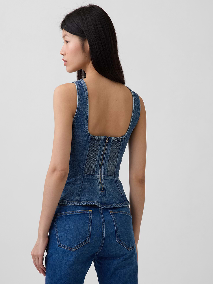 Image number 3 showing, Denim Fitted Peplum Top
