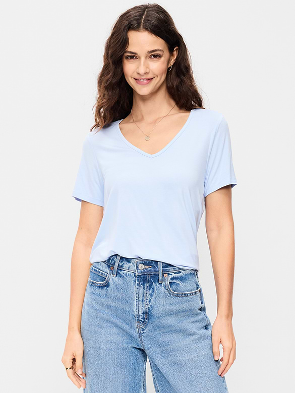 T-shirt luxueux à col en V
