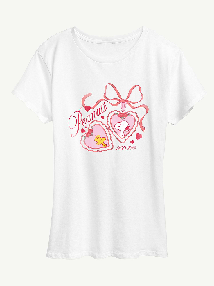 Image number 1 showing, Peanuts Snoopy Woodstock Heart Locket Short Sleeve Graphic T-Shirt