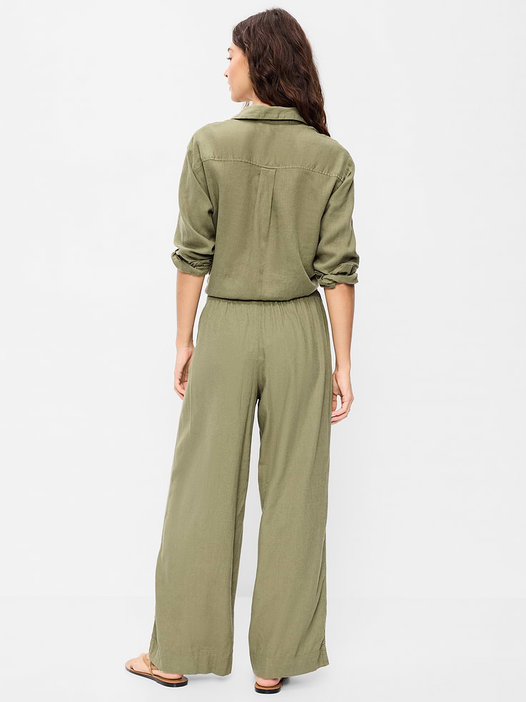 Image number 3 showing, High-Waisted Linen-Blend Super Wide-Leg Pants