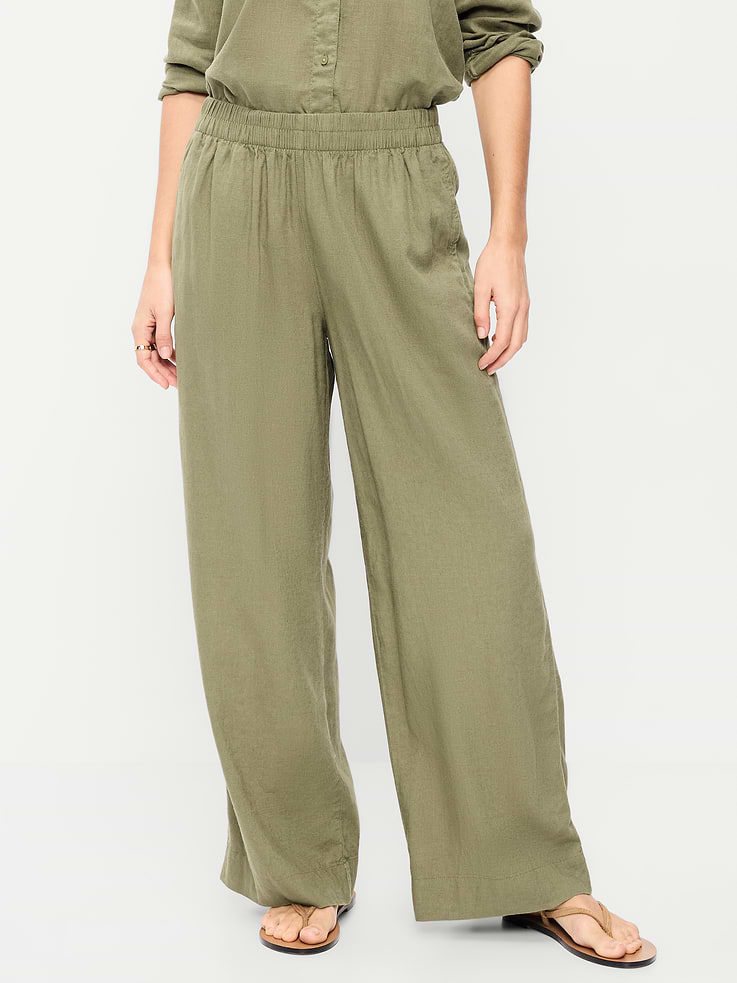 Image number 2 showing, High-Waisted Linen-Blend Super Wide-Leg Pants