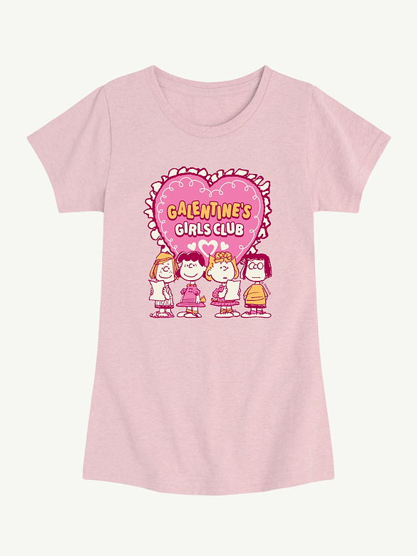 Peanuts Galentines Girls Club Short Sleeve Graphic T-Shirt For Girls
